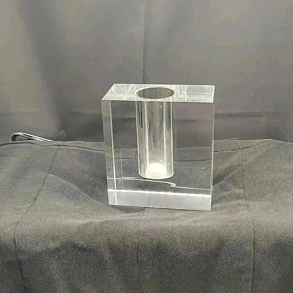 Vintage mid-century modern offset block clear bud vase